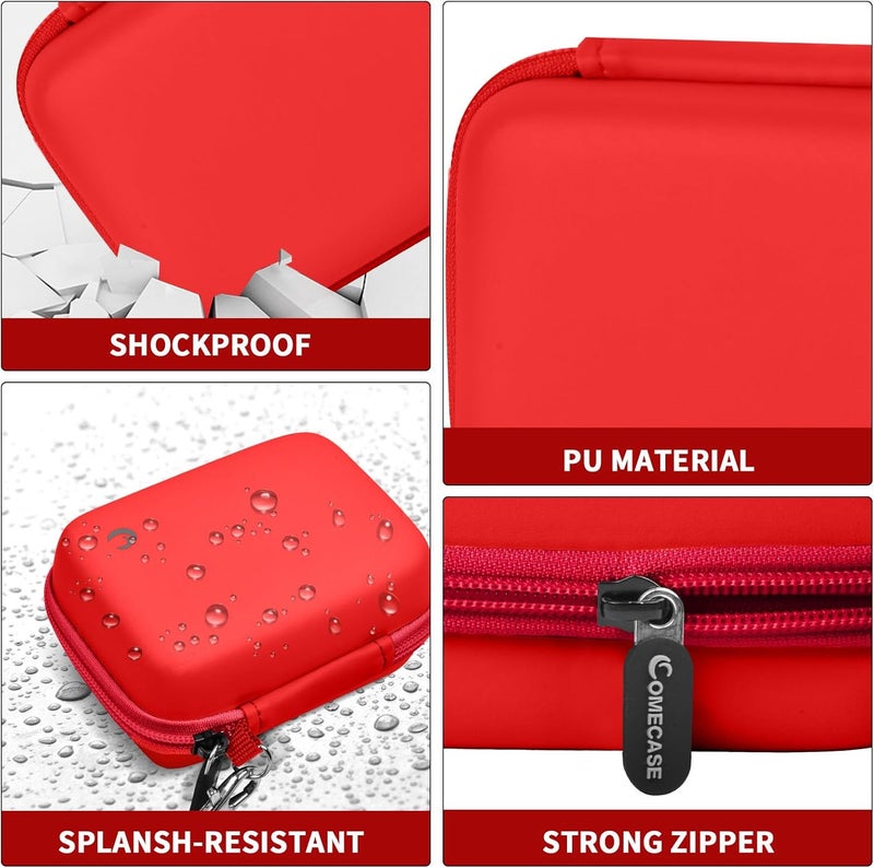 Comecase Carrying & Protective Case for Digital Camera, AbergBest 21 Mega Pixels 2.7" LCD Rechargeable HD/Kodak Pixpro/Canon PowerShot ELPH 180/190 / Sony DSCW800 / DSCW830 Cameras for Travel - Red - Image 3